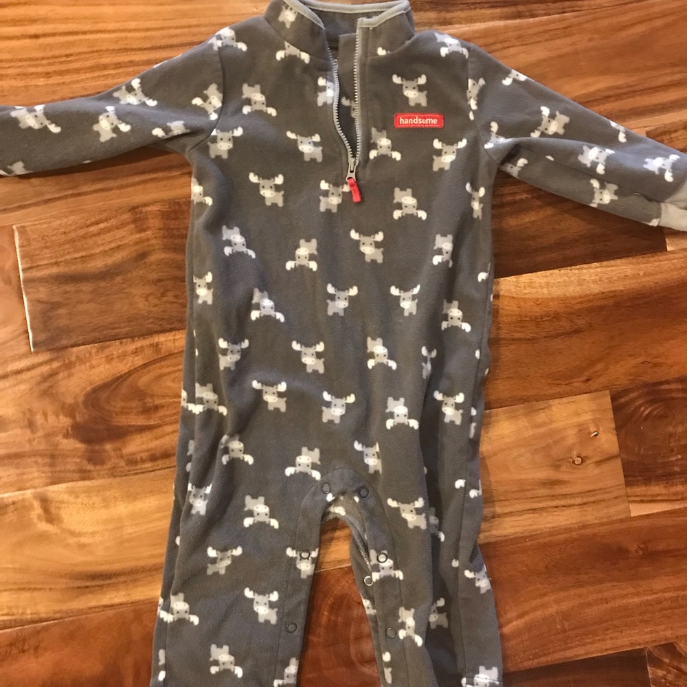 Boys fleece moose romper